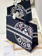 	 Bagsaaa Dior Large Book Tote Canvas Jute Union Embroidered Blue 42cm - 5