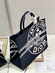 	 Bagsaaa Dior Large Book Tote Canvas Jute Union Embroidered Blue 42cm - 3