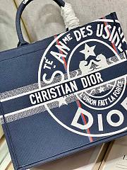 	 Bagsaaa Dior Large Book Tote Canvas Jute Union Embroidered Blue 42cm - 4