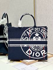 	 Bagsaaa Dior Large Book Tote Canvas Jute Union Embroidered Blue 42cm - 2