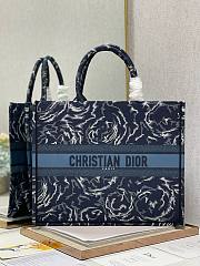 	 Bagsaaa Dior Large Book Tote Blue Roses Embroidery - 1