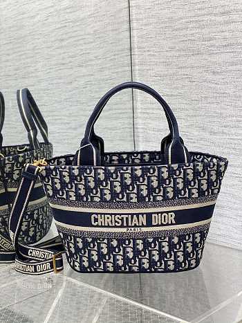 Bagsaaa Dior Hat Basket Bag Oblique Blue Embroidery