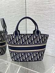 Bagsaaa Dior Hat Basket Bag Oblique Blue Embroidery - 4