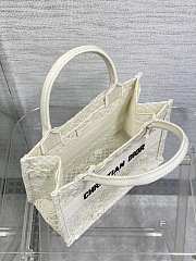 Bagsaaa Dior Book Tote Small White D-Lace Flower Embroidery with 3D Macramé Effect - 5