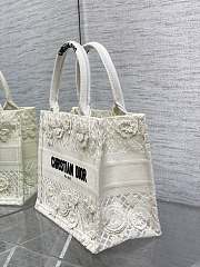Bagsaaa Dior Book Tote Small White D-Lace Flower Embroidery with 3D Macramé Effect - 2