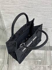 	 Bagsaaa Dior Book Tote Small Black D-Lace Flower Embroidery with 3D Macramé Effect - 6