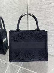 	 Bagsaaa Dior Book Tote Small Black D-Lace Flower Embroidery with 3D Macramé Effect - 4