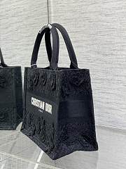 	 Bagsaaa Dior Book Tote Small Black D-Lace Flower Embroidery with 3D Macramé Effect - 3