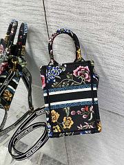 Bagsaaa Dior Phone Book Tote Black Petites Fleurs Embroidery - 13.5*5*18cm - 5