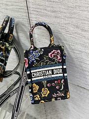 Bagsaaa Dior Phone Book Tote Black Petites Fleurs Embroidery - 13.5*5*18cm - 2