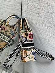 	 Bagsaaa Dior Phone Book Tote Beige Petites Fleurs Embroidery - 13.5*5*18cm - 6