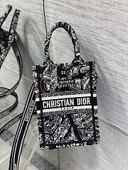	 Bagsaaa Dior Phone Book Tote Black Plan de Paris Embroidery - 13.5*5*18cm - 3