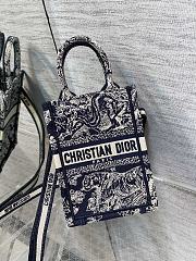 	 Bagsaaa Dior Phone Book Tote Ecru and Grey Toile de Jouy Embroidery - 13.5*5*18cm - 6