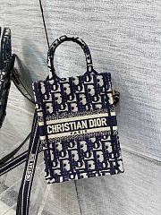 Bagsaaa Dior Phone Book Tote Oblique Blue Canvas Embroidery - 13.5*5*18cm - 5