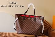 LV original Neverfull shopping bag N41358 coffee with red - 1
