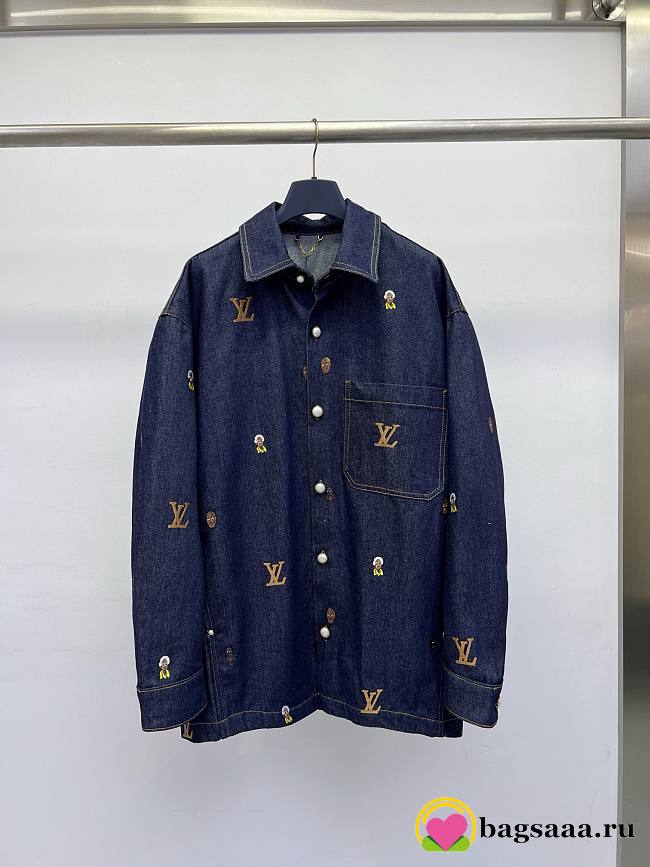 Bagsaaa Louis Vuitton Embroidered Denim Overshirt - 1