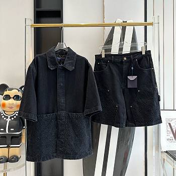 Bagsaaa Louis Vuitton Black Denim Set (Shirt+Short)