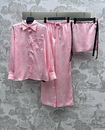 Bagsaaa Louis Vuitton Pink Monogram Silk Set 