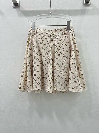 Bagsaaa Louis Vuitton Silk Fabric Monogram Cream Color Short Skirt