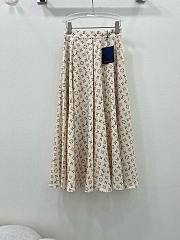 	 Bagsaaa Louis Vuitton Silk Fabric Monogram Cream Color Long Skirt - 1