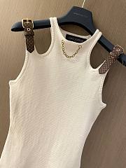 	 Bagsaaa Louis Vuitton White Eyelet Tab Tank Top - 5