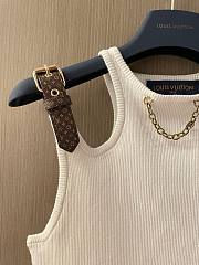 	 Bagsaaa Louis Vuitton White Eyelet Tab Tank Top - 3