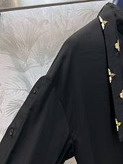 Bagsaaa Louis Vuitton Monogram Lavaliere Button Sleeve Blouse In Black - 3