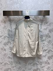 Bagsaaa Louis Vuitton Monogram Lavaliere Button Sleeve Blouse In White - 2