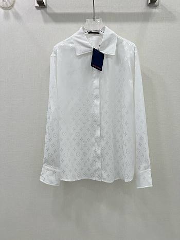 	 Bagsaaa Louis Vuitton Silk Monogram Shirt In White
