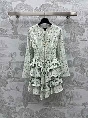 Bagsaaa Louis Vuitton Floral Print Long-Sleeved Tiered Dress - 1