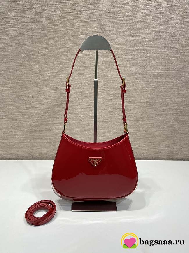 Bagsaaa Prada Hobo Shoulder Bag Red Patent Leather - 22*18.5*4.5cm - 1