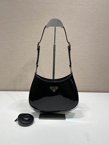 	 Bagsaaa Prada Hobo Shoulder Bag Black Patent Leather - 22*18.5*4.5cm