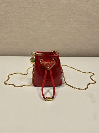 Bagsaaa Prada Patentm Cherry Red Leather Mini Pouch - 10*12*7cm