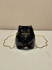 	 Bagsaaa Prada Sequined Satin Black Mini Pouch - 10*12*7cm - 1