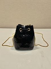 	 Bagsaaa Prada Sequined Satin Black Mini Pouch - 10*12*7cm - 6