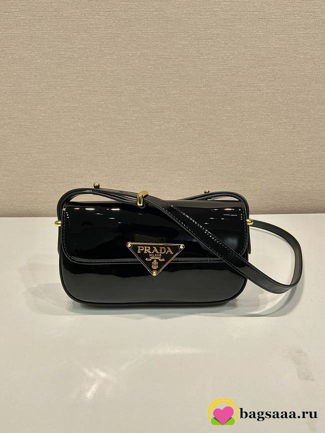 Bagsaaa Prada Shoulder Patent Leather Bag in black - 10.5*20.5*4cm - 1