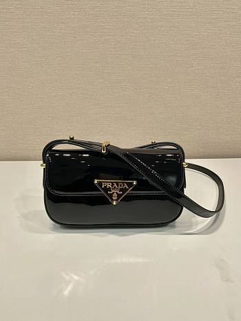 Bagsaaa Prada Shoulder Patent Leather Bag in black - 10.5*20.5*4cm