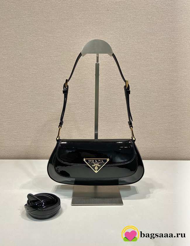 Bagsaaa Prada Black Patent Leather Shoulder Bag - 24*11*4cm - 1