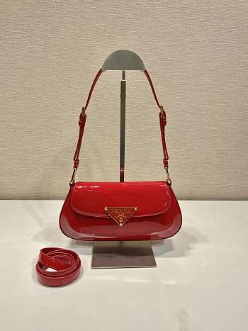 	 Bagsaaa Prada Cherry Red Patent Leather Shoulder Bag - 24*11*4cm