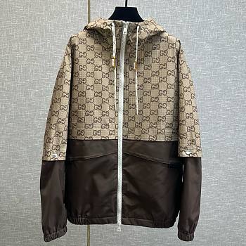 	 Bagsaaa Gucci GG COTTON FABRIC JACKET WITH ZIPPER Brown