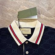 Bagsaaa Gucci Cotton Polo Shirt With GG Embroidery In Dark Blue - 4