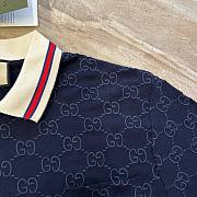 Bagsaaa Gucci Cotton Polo Shirt With GG Embroidery In Dark Blue - 2