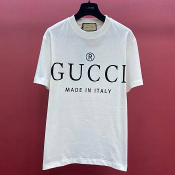 Bagsaaa Gucci Made In Italy White T-Shirt
