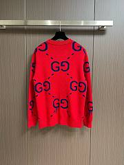 Bagsaaa Gucci Red & Blue Monogram Wool Knit Sweater Medium - 5