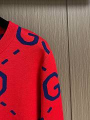 Bagsaaa Gucci Red & Blue Monogram Wool Knit Sweater Medium - 3