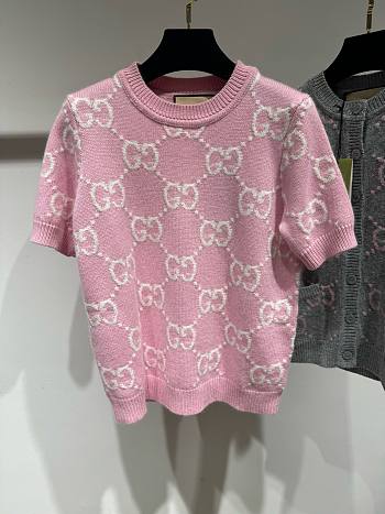 Bagsaaa Gucci GG knit wool top in pink
