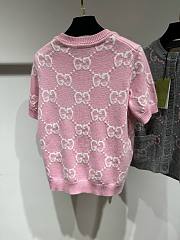 Bagsaaa Gucci GG knit wool top in pink - 5