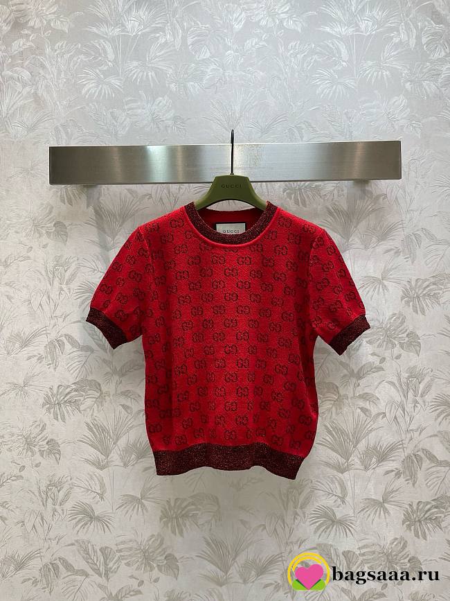 Bagsaaa Gucci GG knit wool top in red - 1