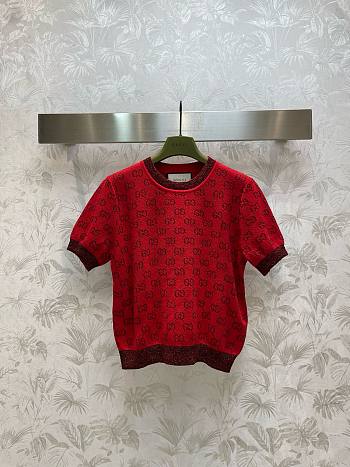 Bagsaaa Gucci GG knit wool top in red