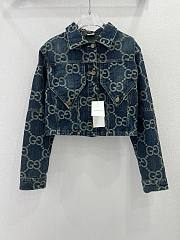 Bagsaaa Gucci Blue GG-embroidered denim jacket - 1